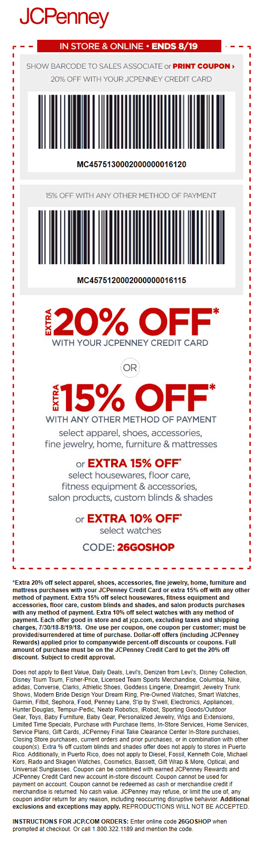 JCPenney Coupon April 2024 15% off at JCPenney, or online via promo code 26GOSHOP