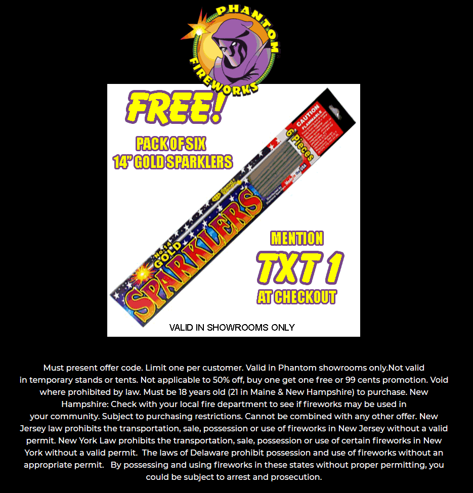 Phantom Fireworks coupons & promo code for [October 2022]