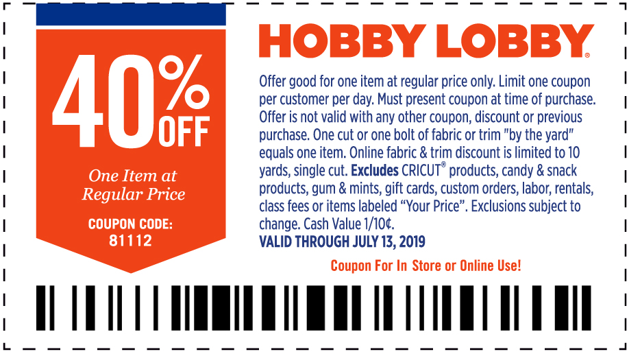Hobby Lobby coupons & promo code for [October 2022]
