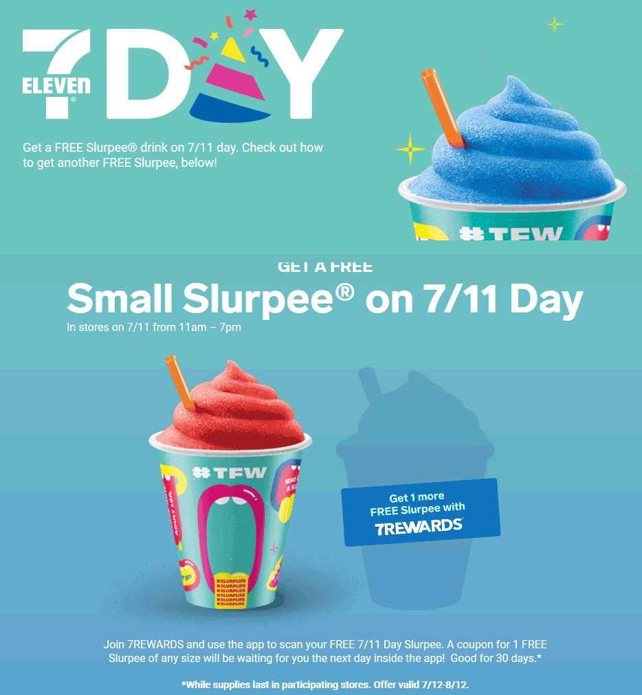 7-Eleven Coupon April 2024 Free slurpee Thursday at 7-Eleven