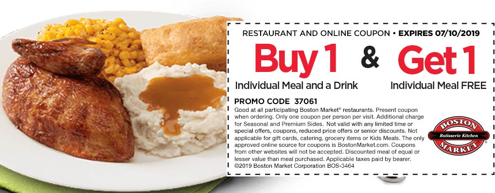 Boston Market coupons & promo code for [June 2022]