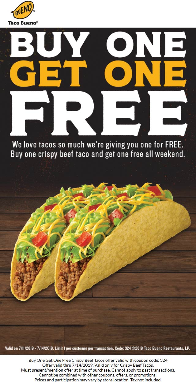 Taco Bueno coupons & promo code for [October 2022]