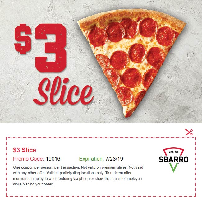 Sbarro coupons & promo code for [January 2022]