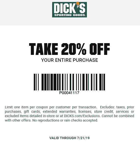 Dicks Coupon March 2024 20% off everything at Dicks sporting goods