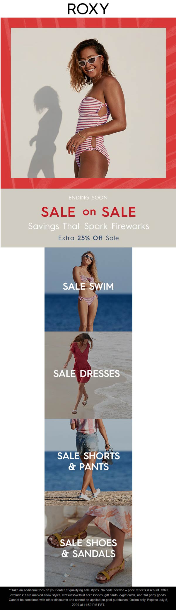 ROXY stores Coupon  Extra 25% off sale items online at ROXY #roxy