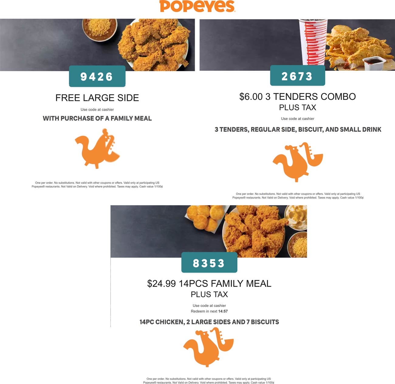 Free large side with family meal & more at Popeyes chicken popeyes