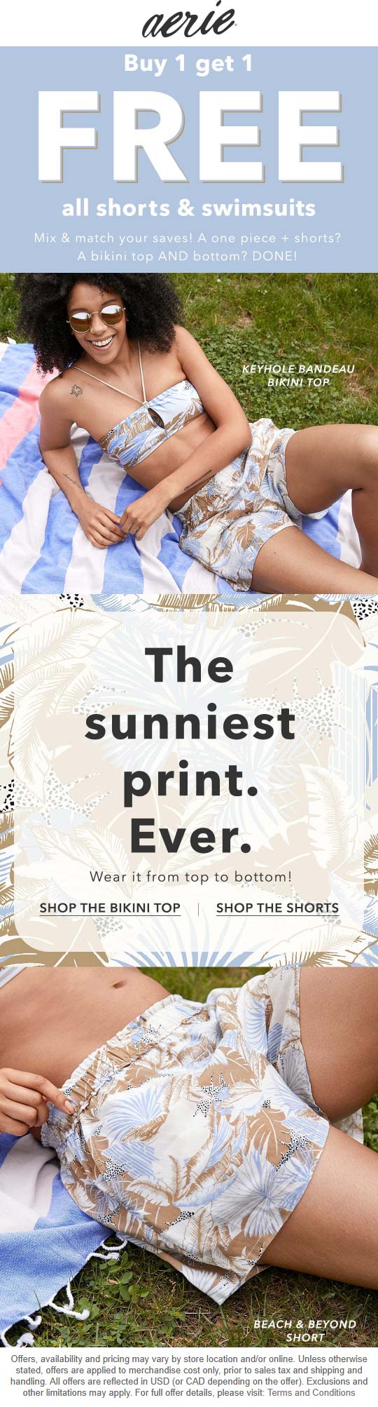 Aerie stores Coupon  Second shorts & swimsuits free today at Aerie, ditto online #aerie