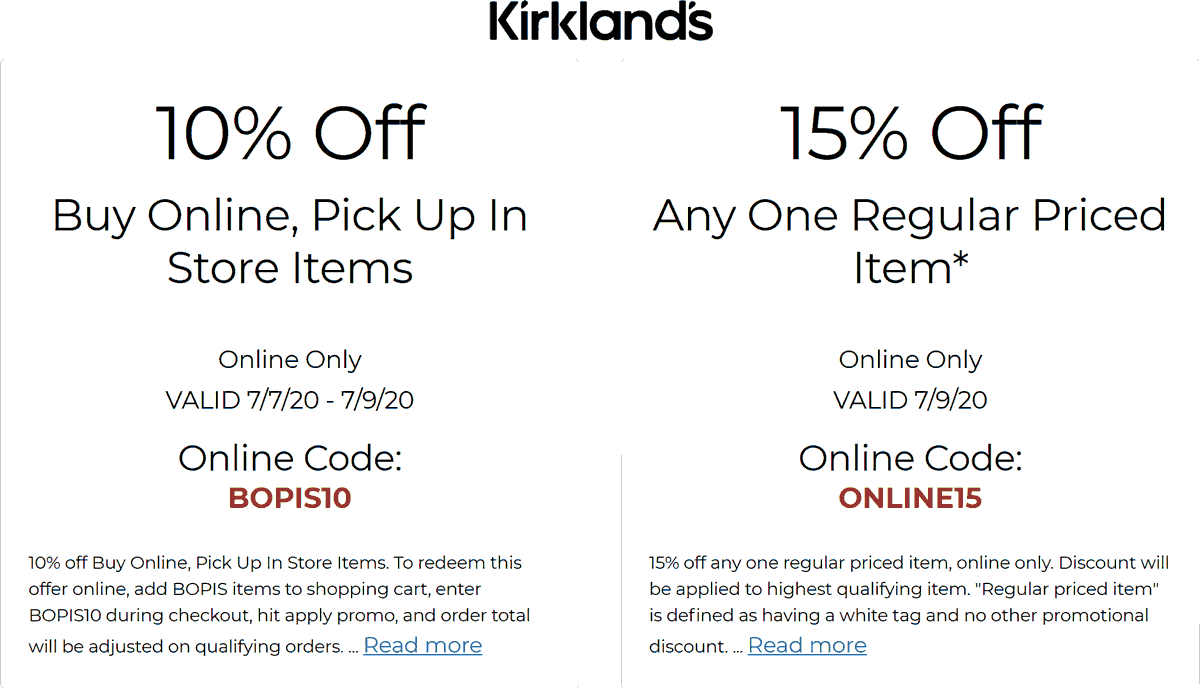 1015 off today at Kirklands, or online via promo code BOPIS10 or