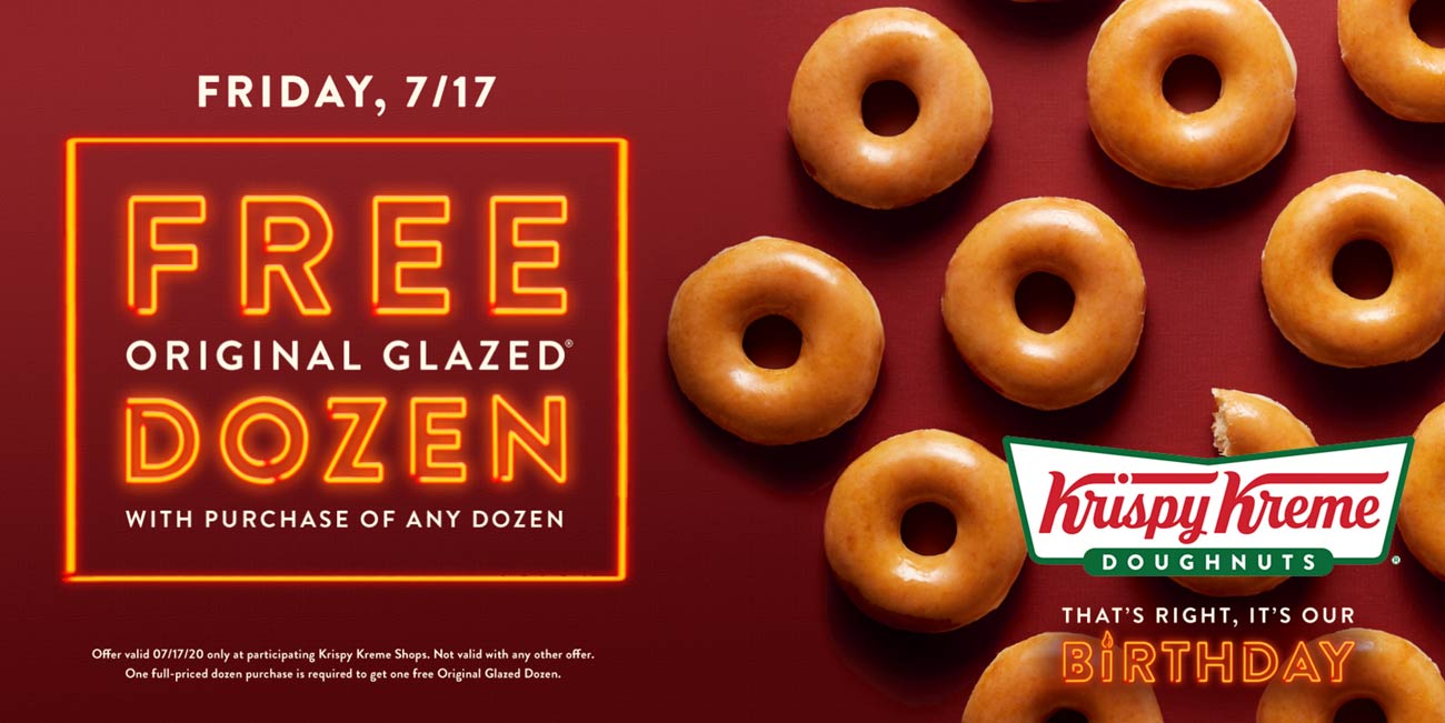 Krispy Kreme restaurants Coupon  Second dozen doughnuts free Friday at Krispy Kreme #krispykreme krispykreme doughnuts 