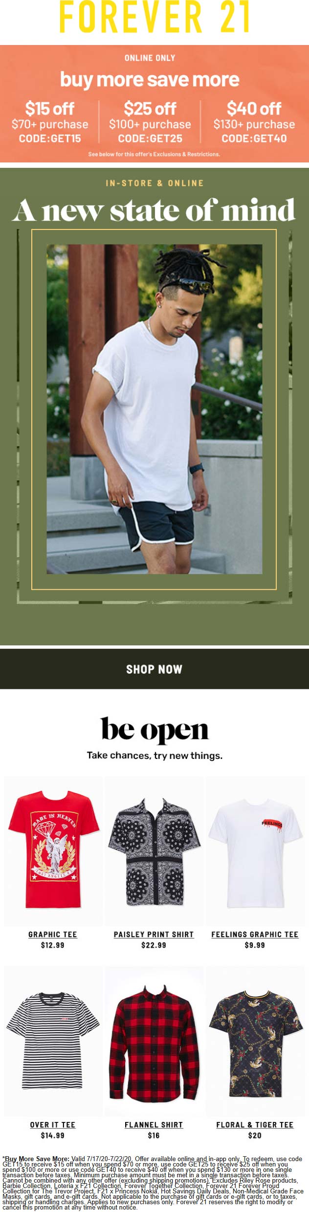 forever21 in store coupon