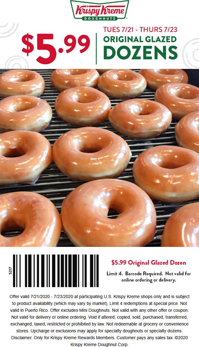 Krispy Kreme restaurants Coupon  $6 glazed dozens at Krispy Kreme doughnuts #krispykreme krispykreme doughnuts 