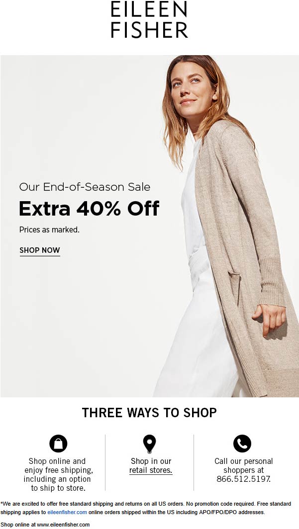 Extra 40 off at Eileen Fisher eileenfisher The Coupons App®