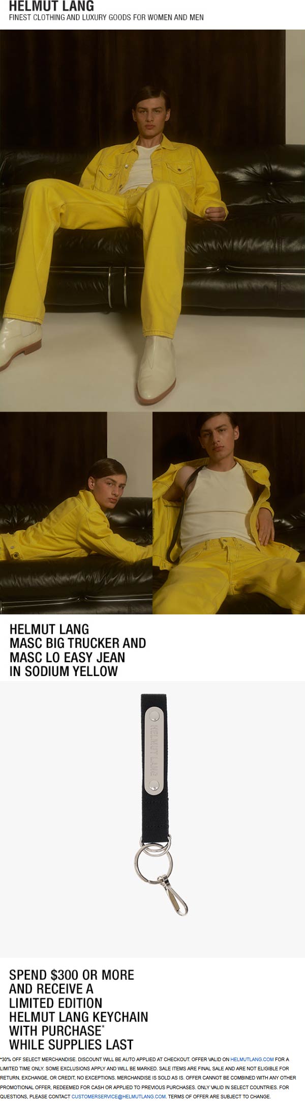 Helmut Lang stores Coupon  Extra 30% off everything at Helmut Lang + free keychain over $300 #helmutlang helmutlang fashion ootd streetstyle balenciaga style vintage grailed streetwear gucci helmutlangarchive 