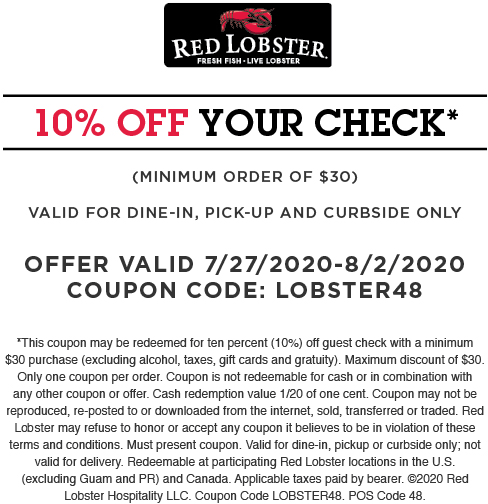 Red Lobster restaurants Coupon  10% off at Red Lobster restaurants, or online via promo code LOBSTER48 #redlobster redlobster lobster seafood dinner food foodporn biscuits red yummy dankmemes f4f 