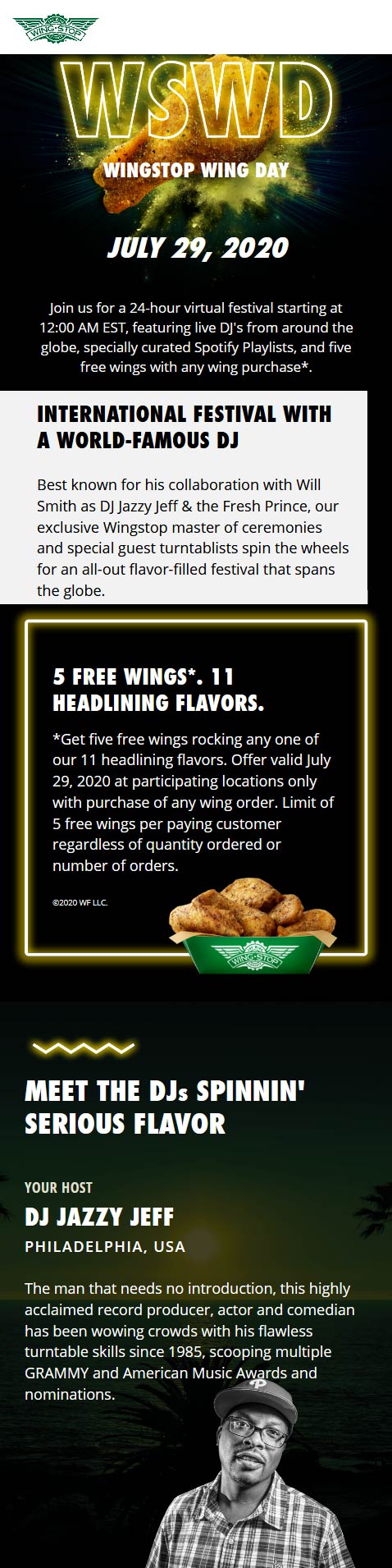 Wing Stop restaurants Coupon  5 free chicken wings with your order Wednesday at Wing Stop #wingstop wingstop wings chickenwings london chicken boxchevy foodporn food coachmanolo follow izuzuchihuahua 