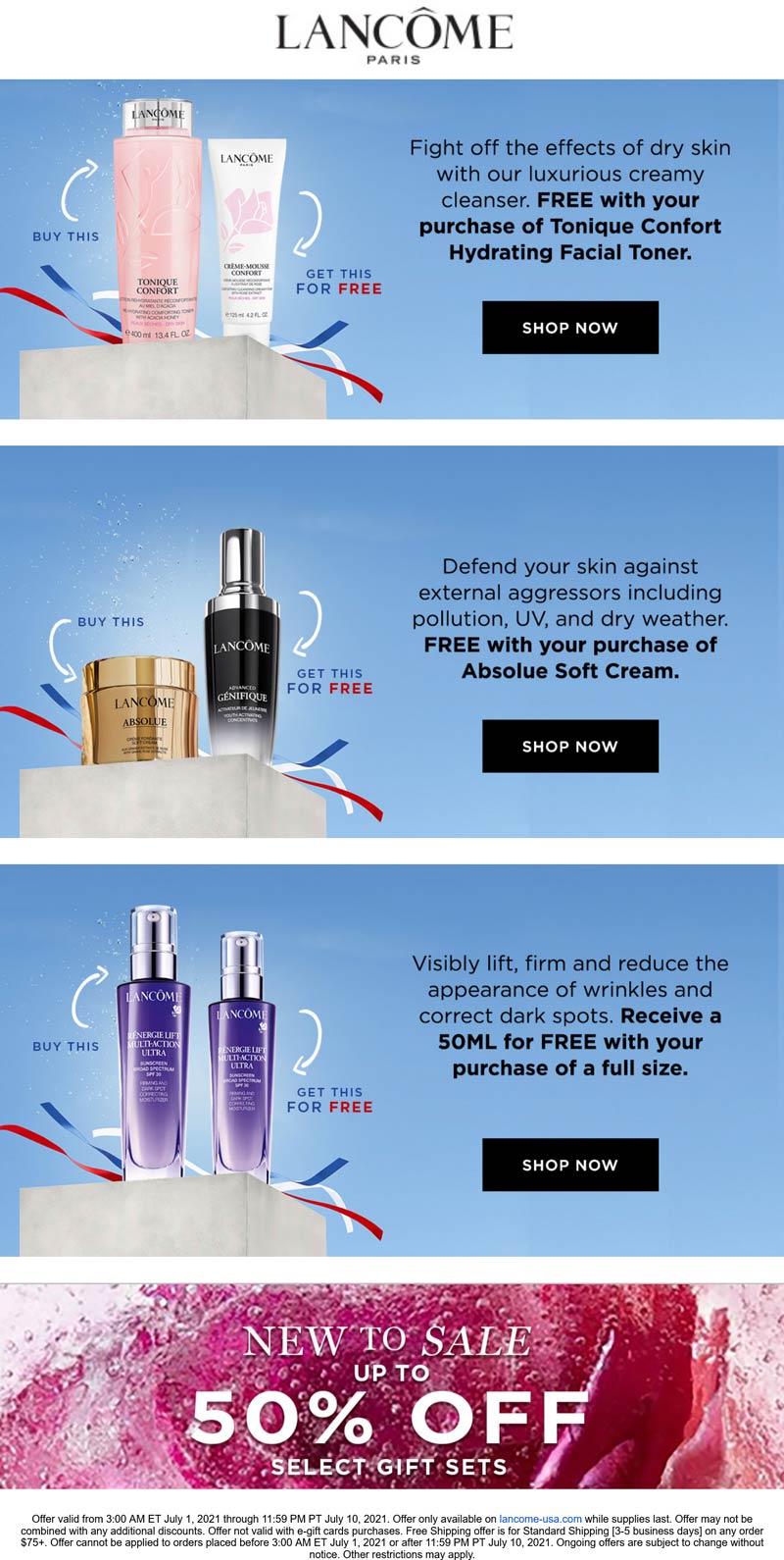 Lancome stores Coupon  Free travel essentials with your full size at Lancome cosmetics #lancome 