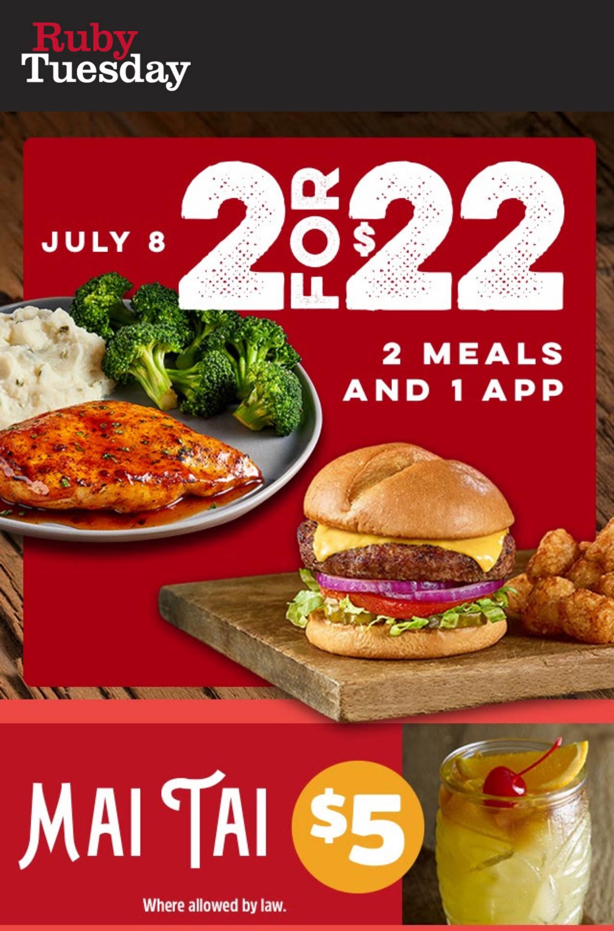 2 meals + appetizer = 22 today at Ruby Tuesday rubytuesday The