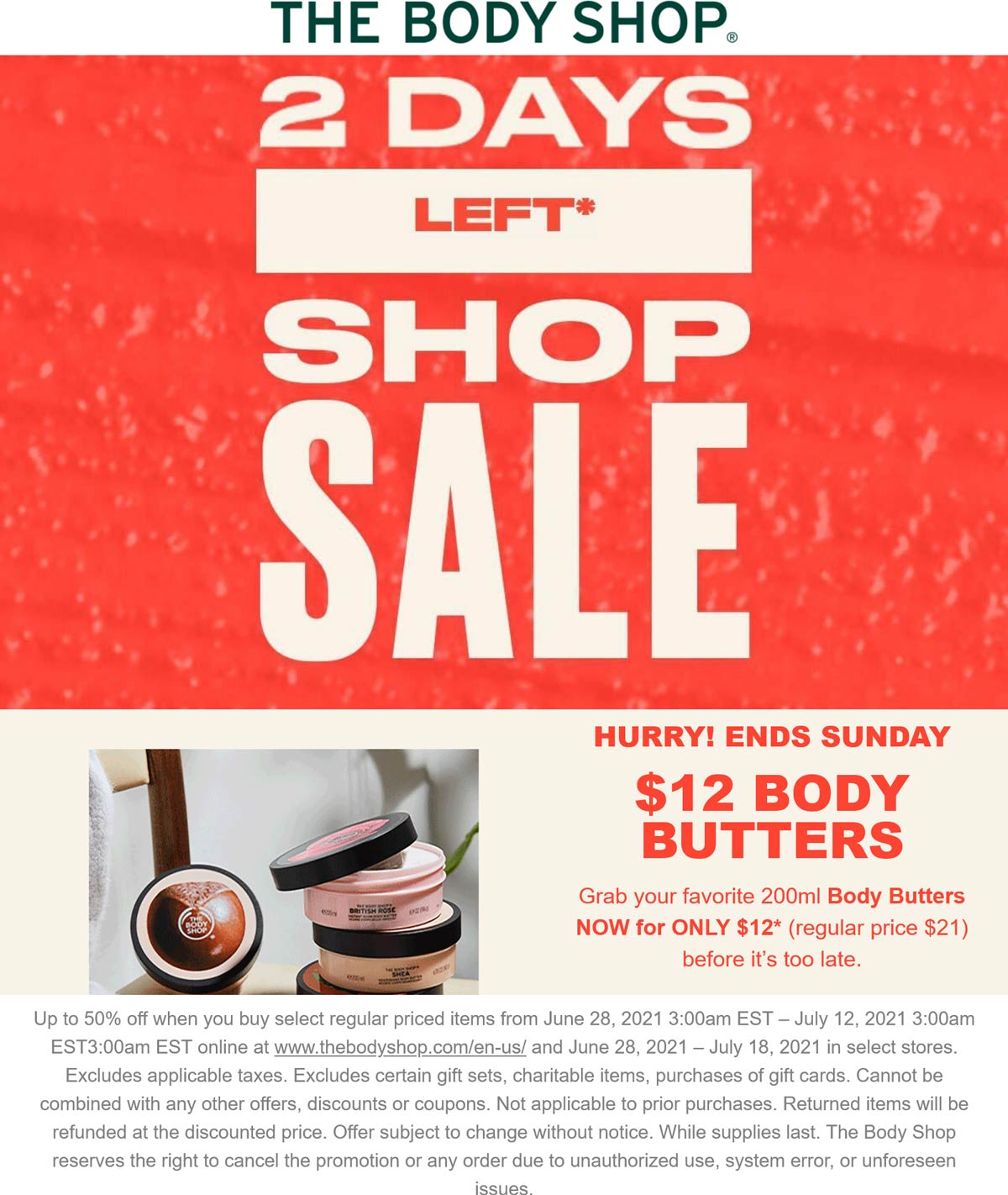 The Body Shop stores Coupon  43% off body butters at The Body Shop #thebodyshop 