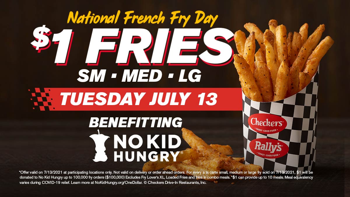 Checkers restaurants Coupon  $1 large french fries today at Checkers & Rallys restaurants #checkers 