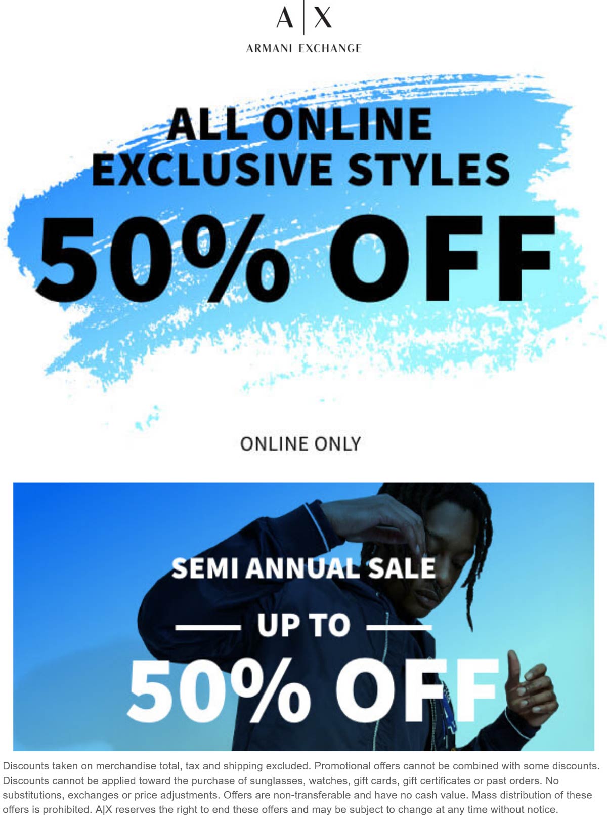 Armani Exchange stores Coupon  50% off online styles at Armani Exchange #armaniexchange 