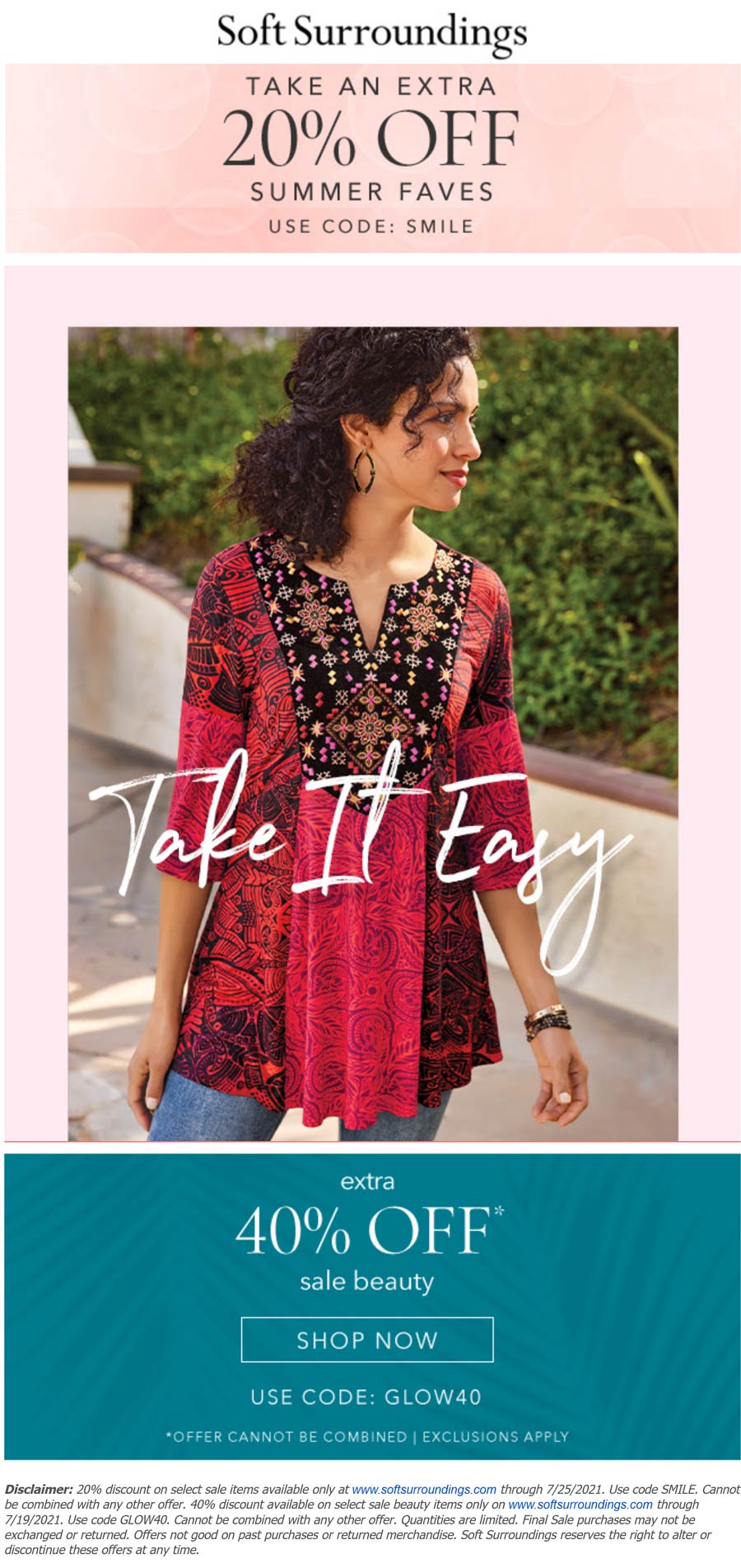 Extra 20 off summer faves & more at Soft Surroundings via promo code