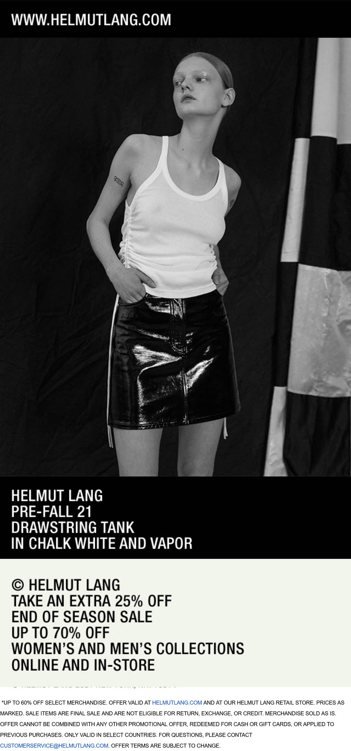 Helmut Lang stores Coupon  Extra 25% off at Helmut Lang, ditto online #helmutlang 