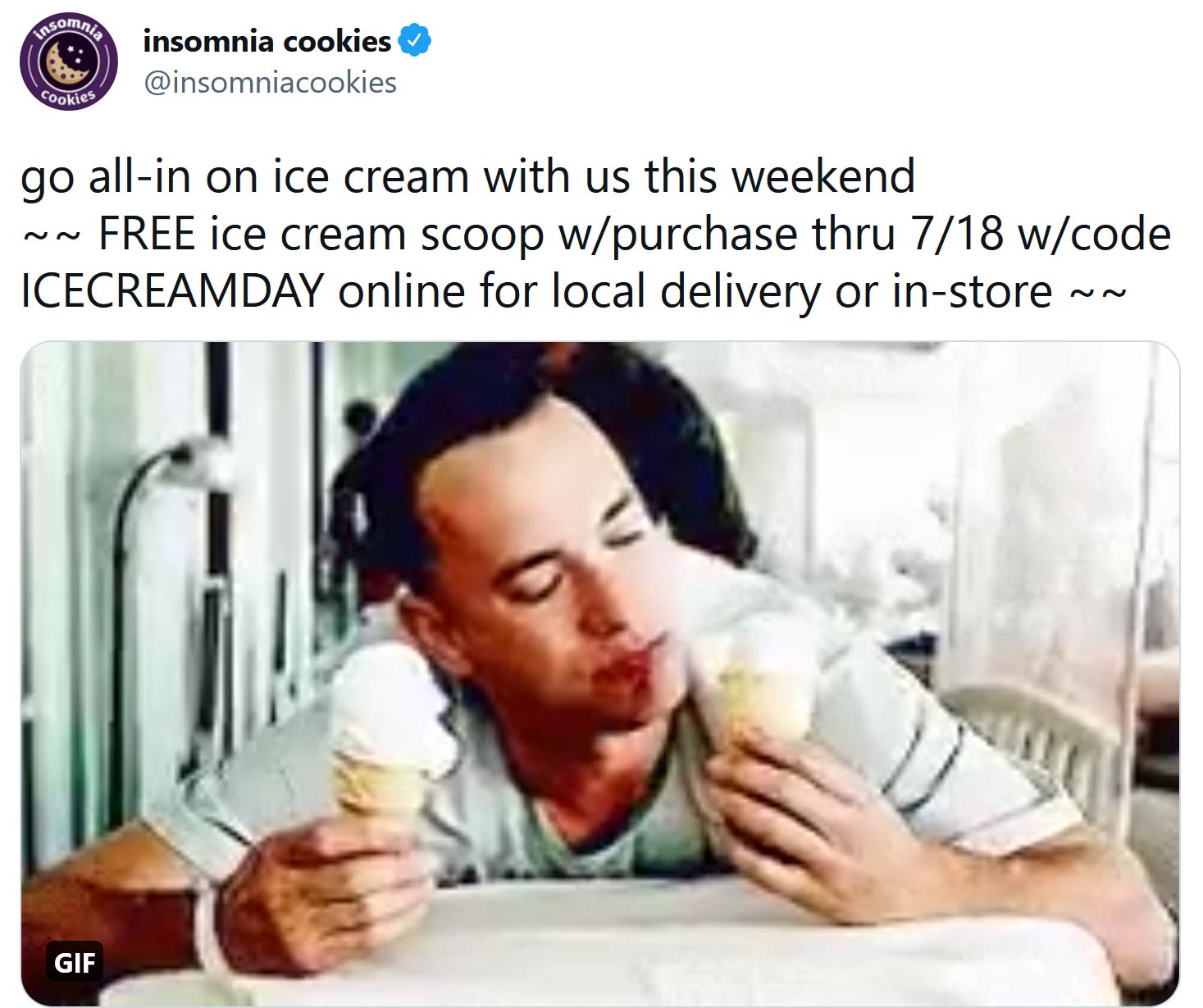 Insomnia Cookies restaurants Coupon  Free ice cream with any purchase today at Insomnia Cookies #insomniacookies 