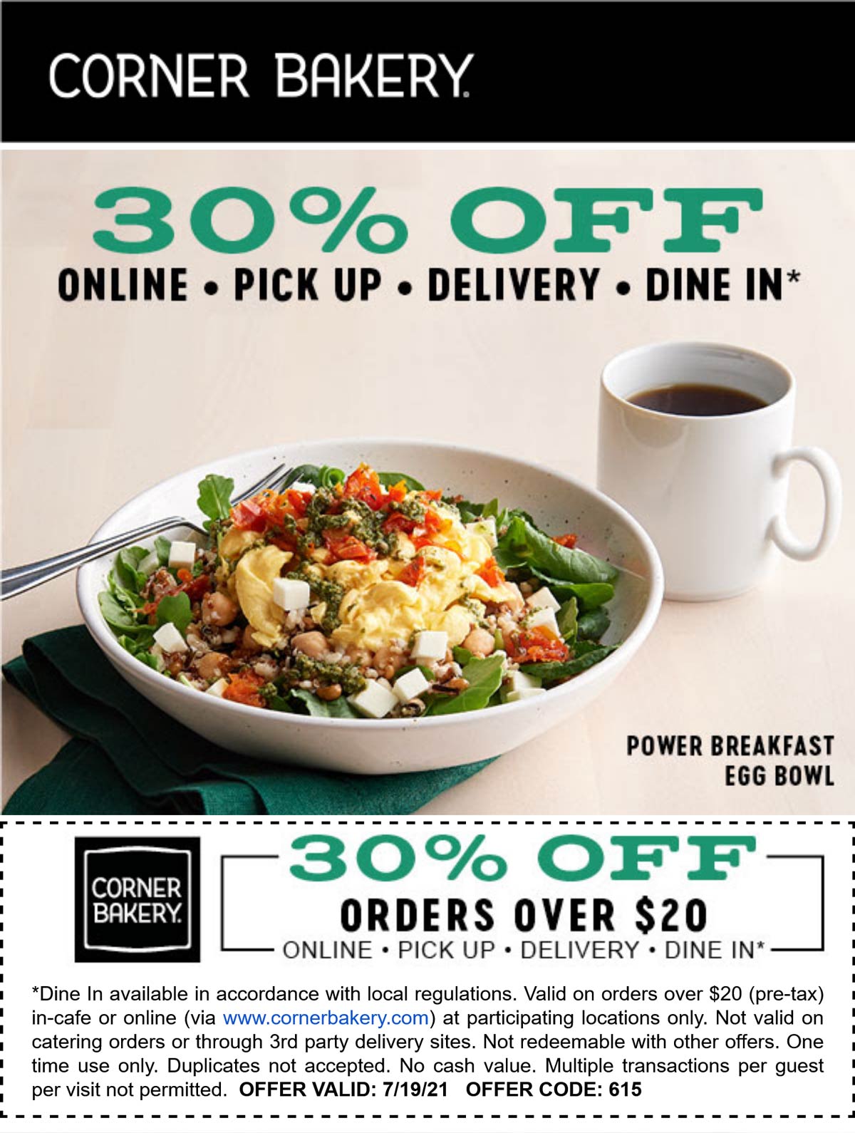 30 off today at Corner Bakery Cafe restaurants cornerbakery The