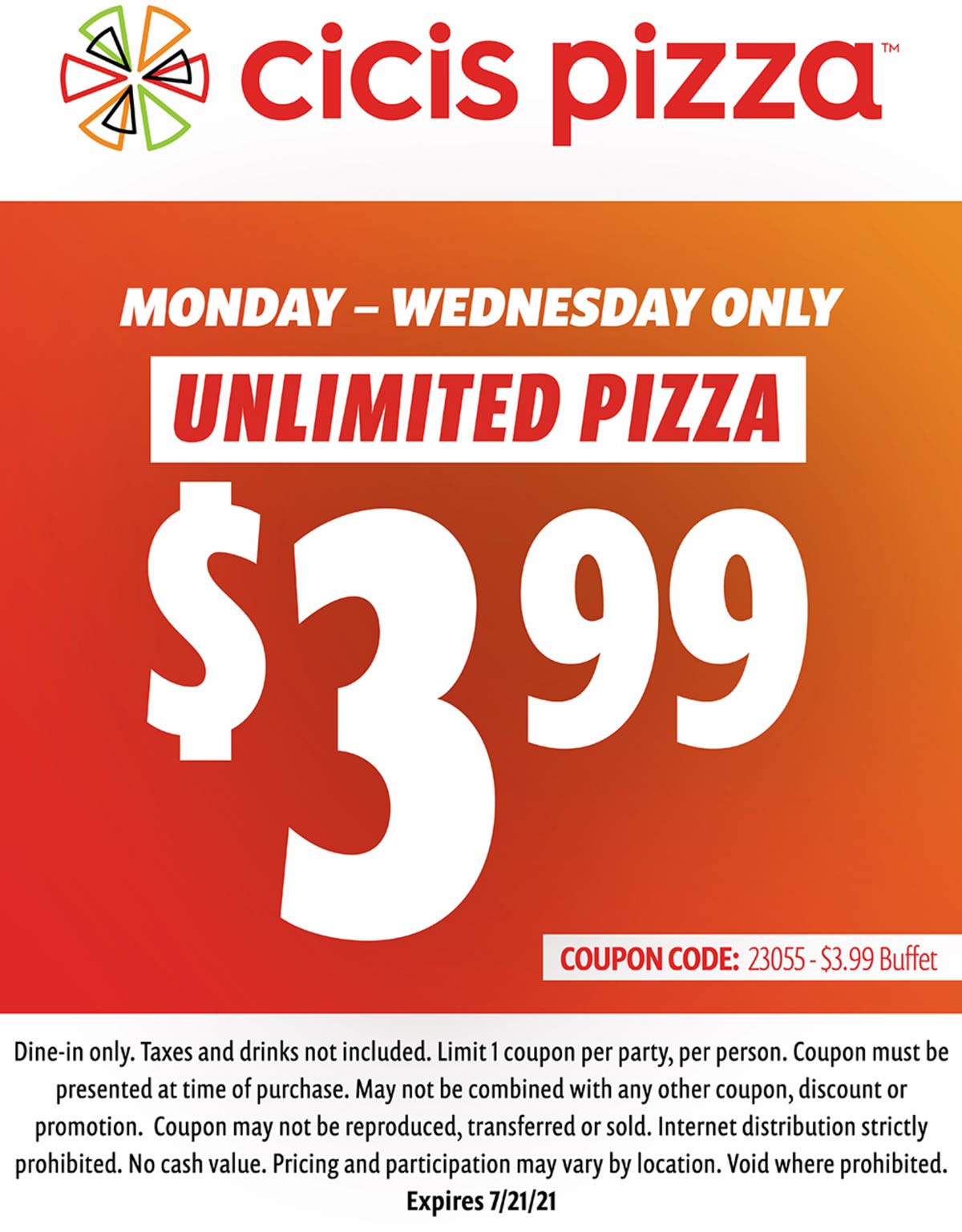 $4 bottomless buffet at Cicis Pizza #cicispizza The Coupons App®