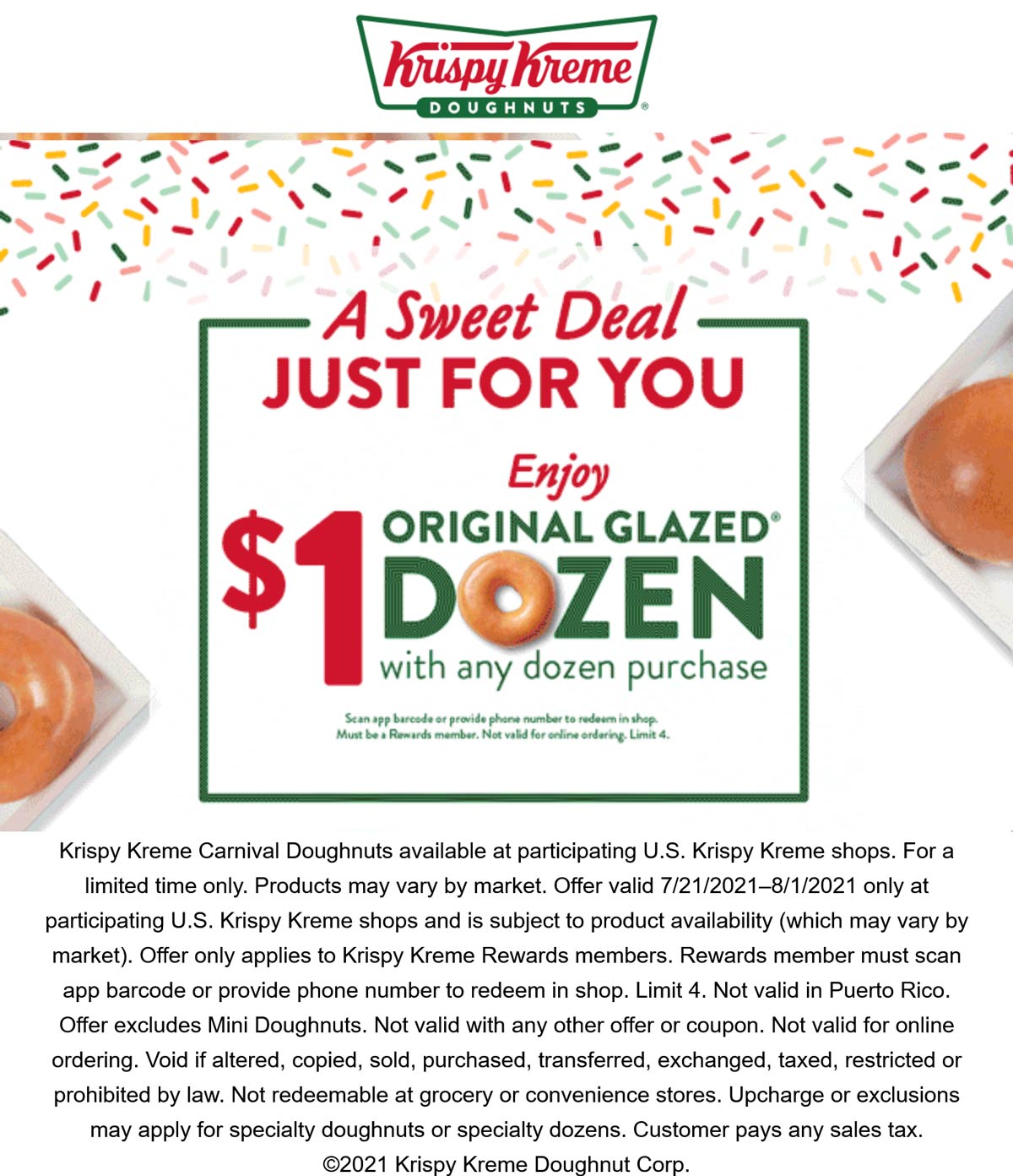 Krispy Kreme restaurants Coupon  Second dozen doughnuts for $1 at Krispy Kreme #krispykreme 