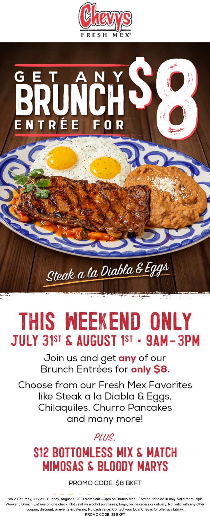Chevys restaurants Coupon  $8 brunch entree at Chevys Fresh Mex #chevys 