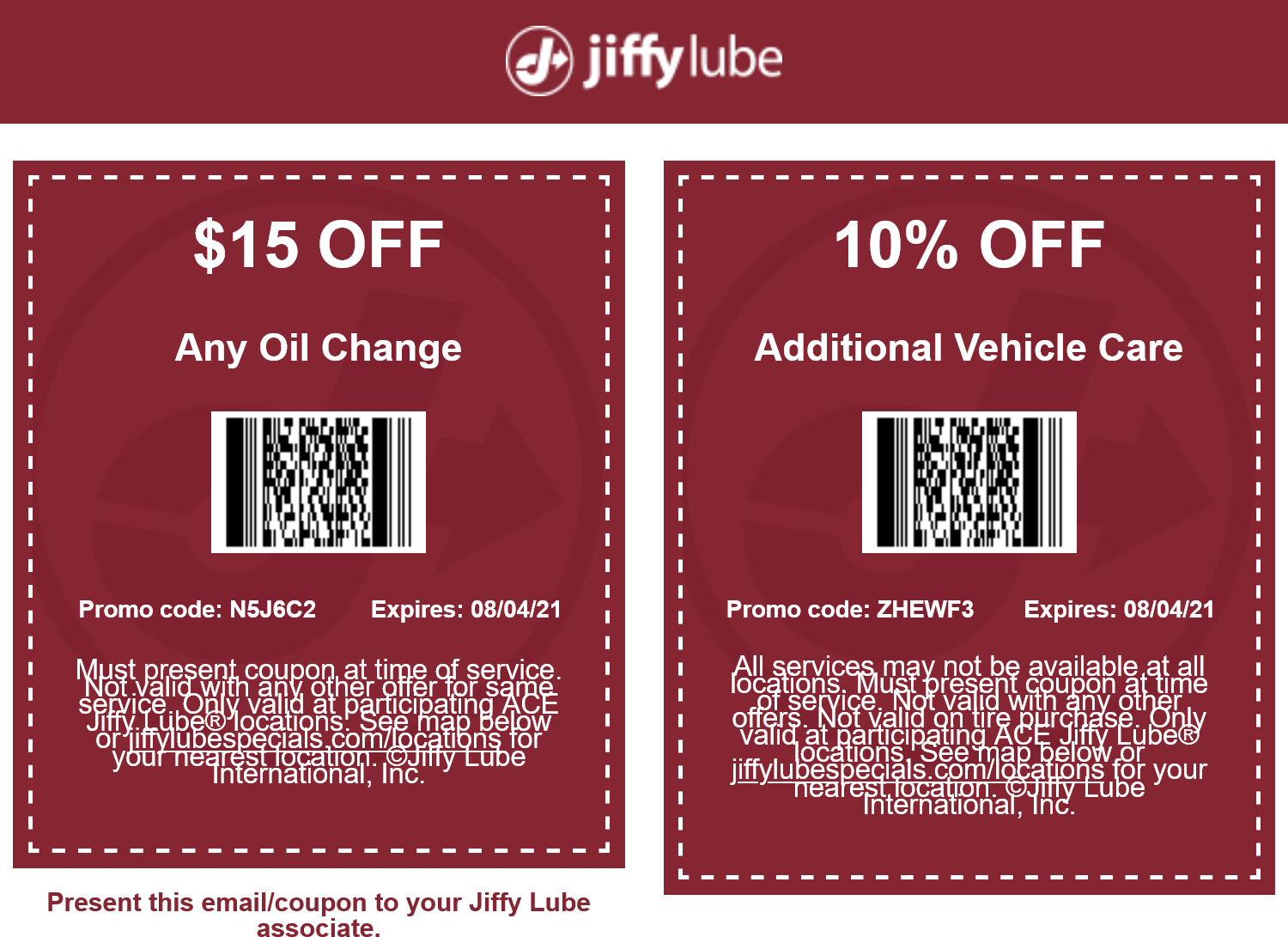$15 off any oil change at Jiffy Lube #jiffylube The Coupons App®