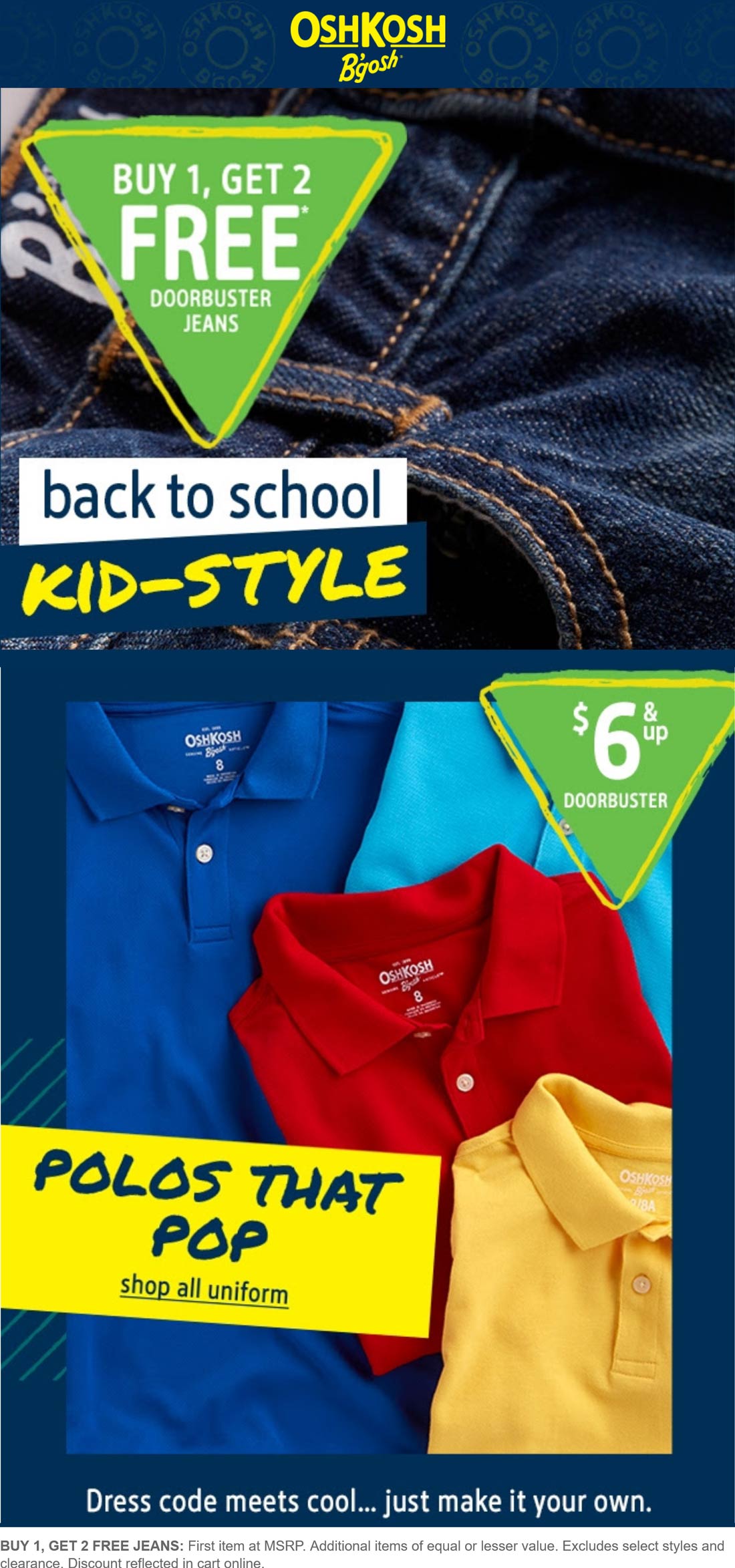 OshKosh Bgosh stores Coupon  3-for-1 on jeans at OshKosh Bgosh #oshkoshbgosh 