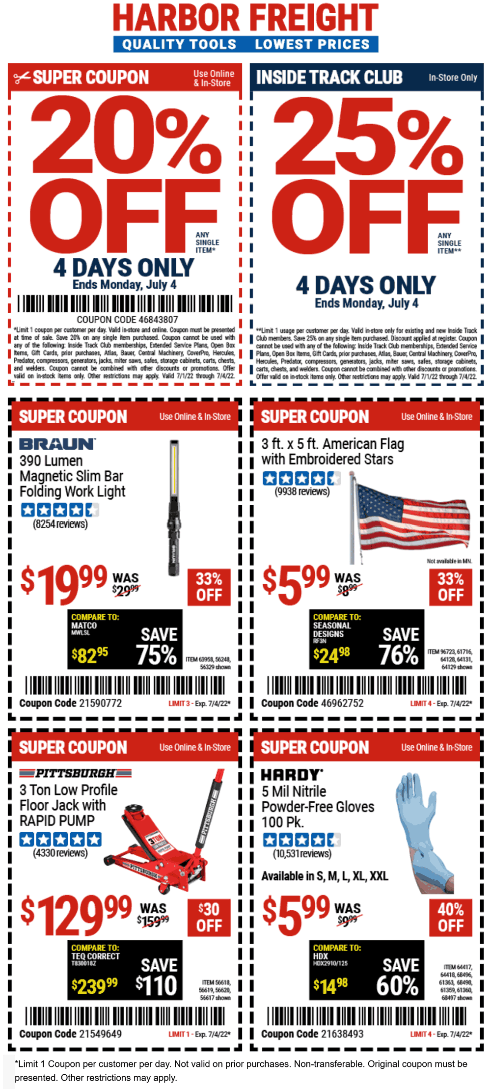 Harbor Freight stores Coupon  20-25% off a single item at Harbor Freight Tools #harborfreight 