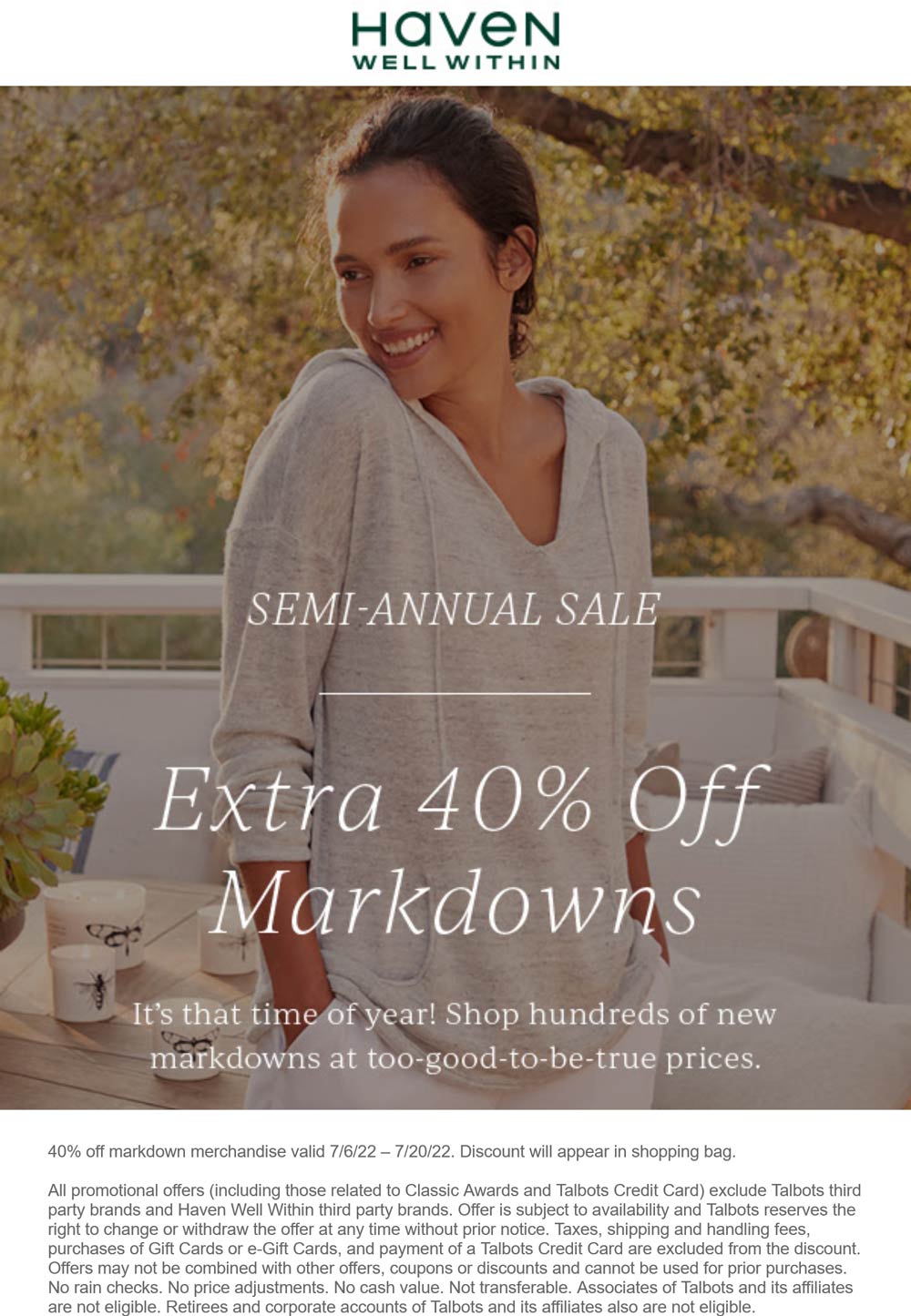 Haven Well Within stores Coupon  Extra 40% off sale items at Talbots Haven Well Within #havenwellwithin 