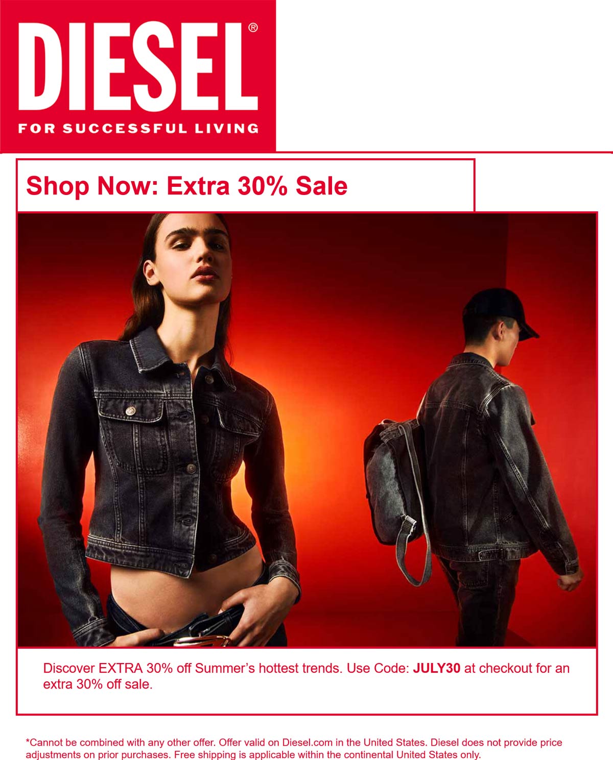 Diesel stores Coupon  Extra 30% off sale items at Diesel via promo code JULY30 #diesel 