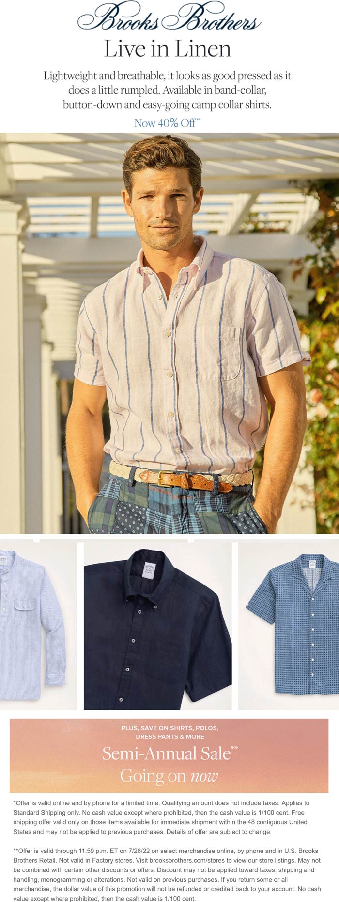 Brooks Brothers stores Coupon  40% off linen shirts at Brooks Brothers #brooksbrothers 