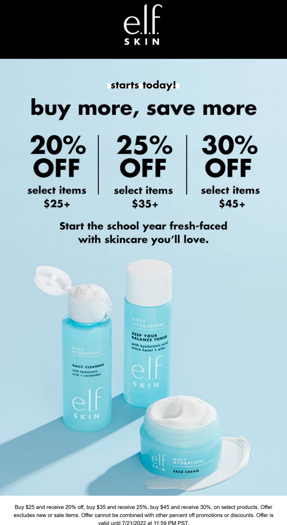 e.l.f. Cosmetics stores Coupon  20-30% off $25+ at e.l.f. Cosmetics #elfcosmetics 