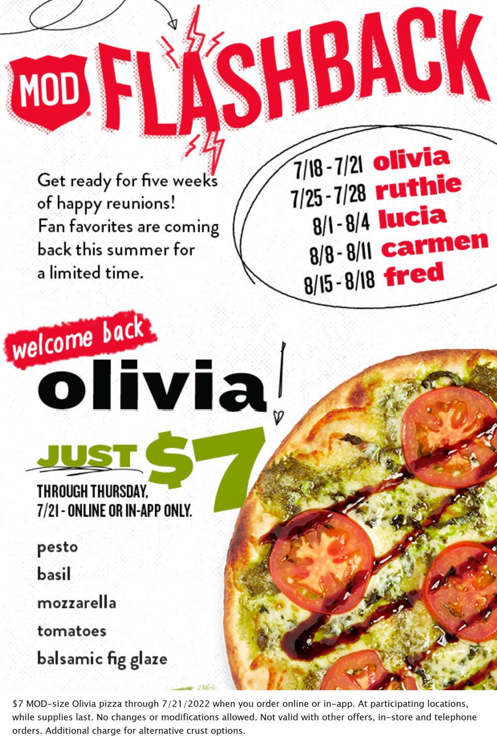 MOD restaurants Coupon  $7 throwback pizzas at MOD pizza #mod 
