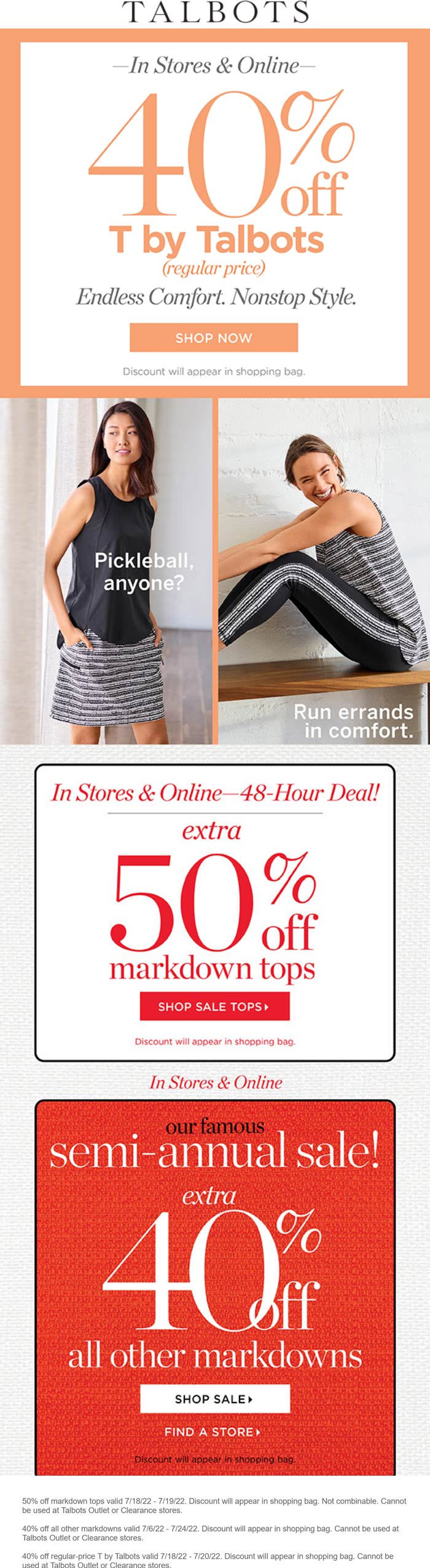 Talbots stores Coupon  Extra 50% off sale tops & more at Talbots, ditto online #talbots 
