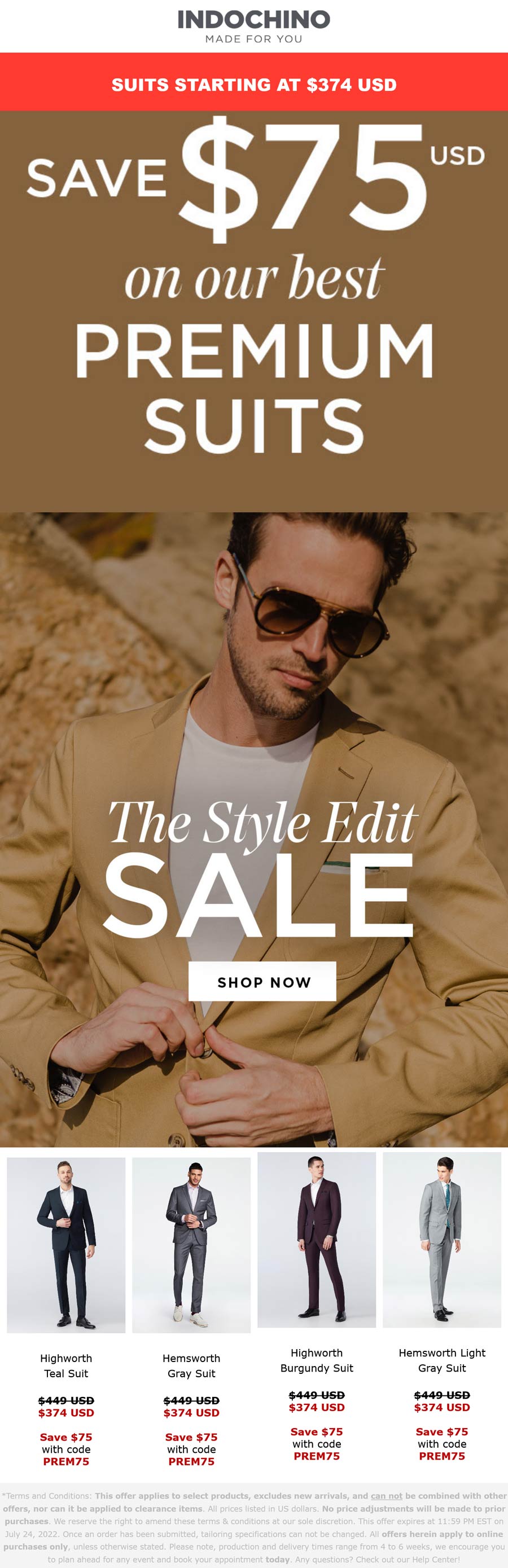 Indochino stores Coupon  $75 off premium suits at Indochino via promo code PREM75 #indochino 