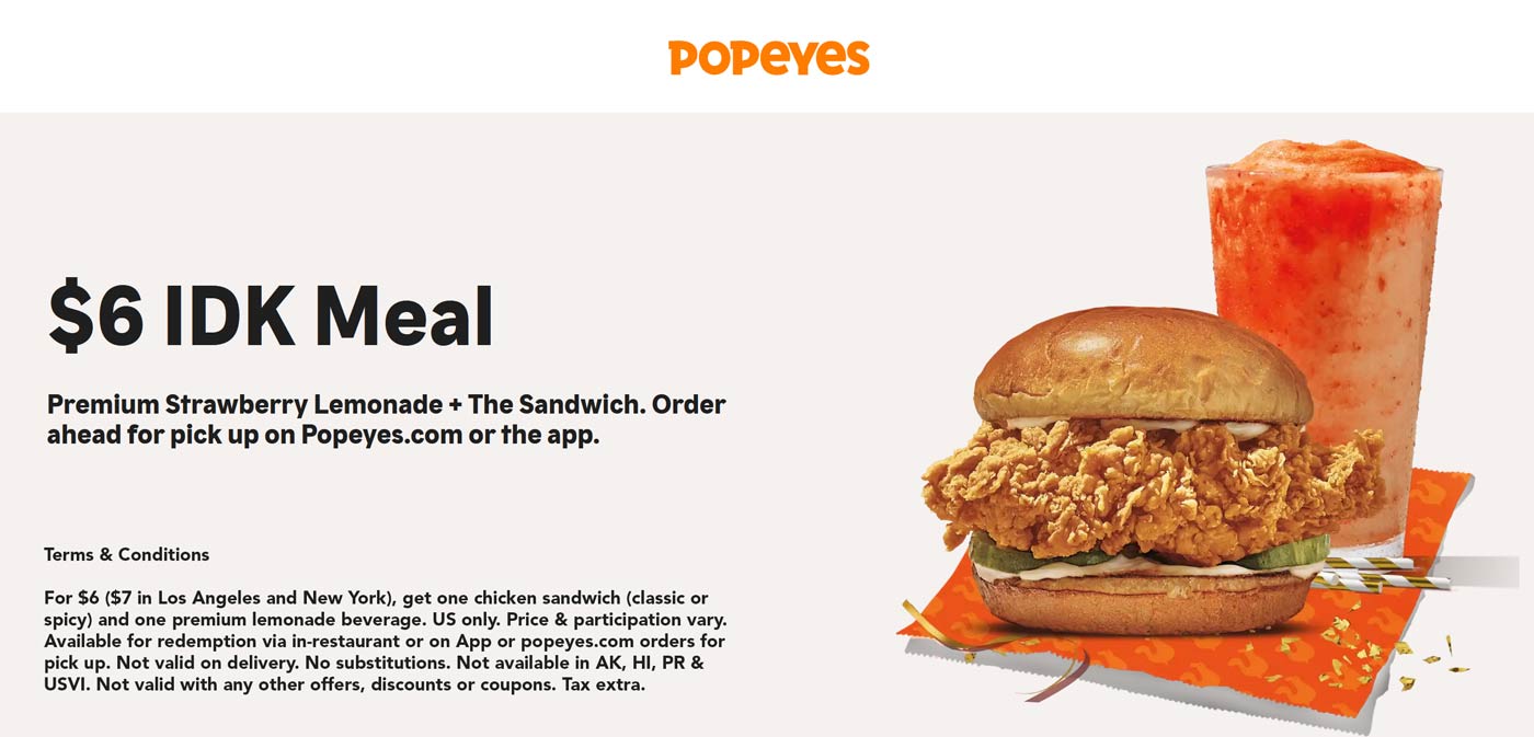 6 I dont know meal at Popeyes restaurants popeyes The Coupons App®