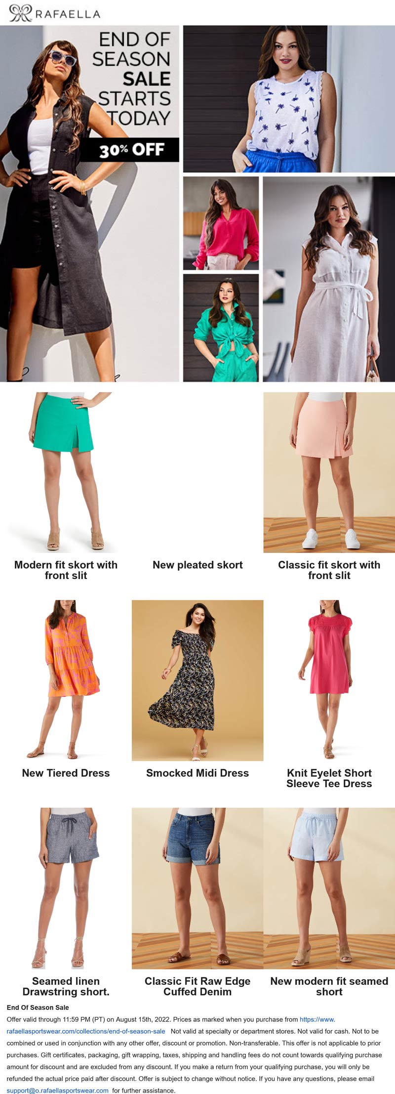 Rafaella stores Coupon  30% off seasonal items online at Rafaella sportswear #rafaella 