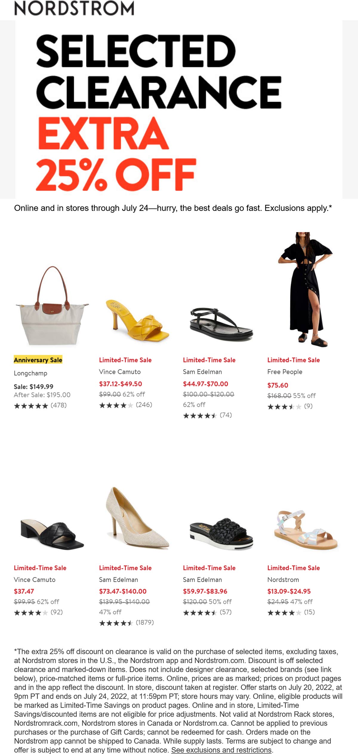 Nordstrom stores Coupon  Extra 25% off clearance at Nordstrom, ditto online #nordstrom 