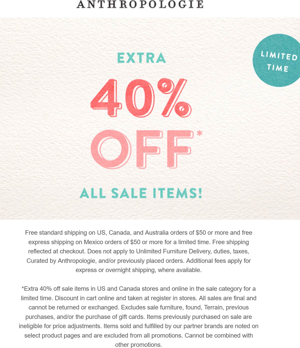 Anthropologie coupons & promo code for July 2025