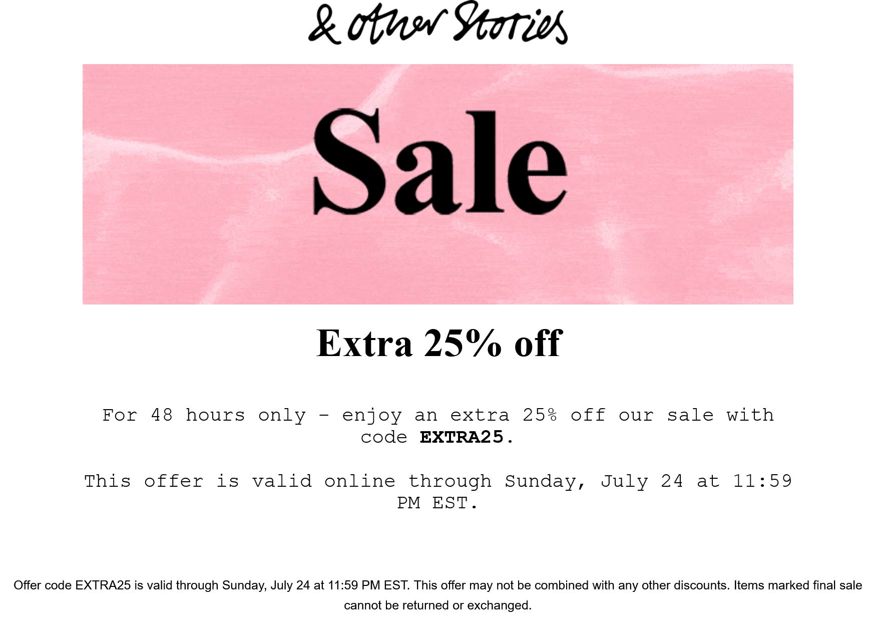 & Other Stories stores Coupon  Extra 25% off sale items at & Other Stories via promo code EXTRA25 #otherstories 