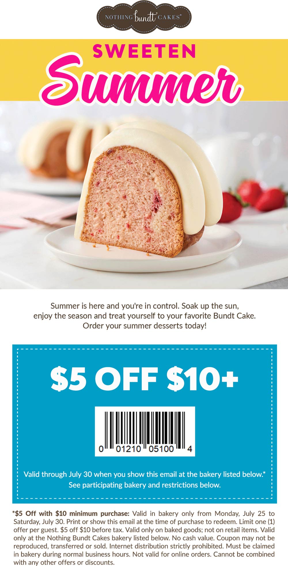Nothing Bundt Cakes restaurants Coupon  $5 off $10 on dessert cake at Nothing Bundt Cakes #nothingbundtcakes 