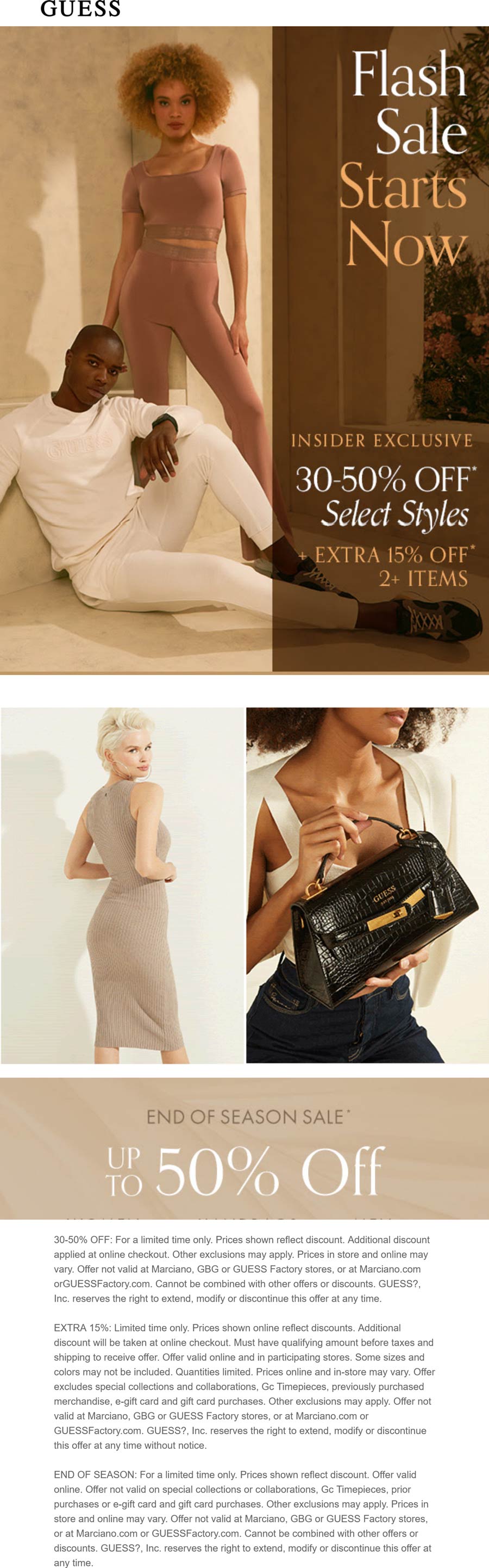 GUESS stores Coupon  45-65% off 2+ items at GUESS, ditto online #guess 