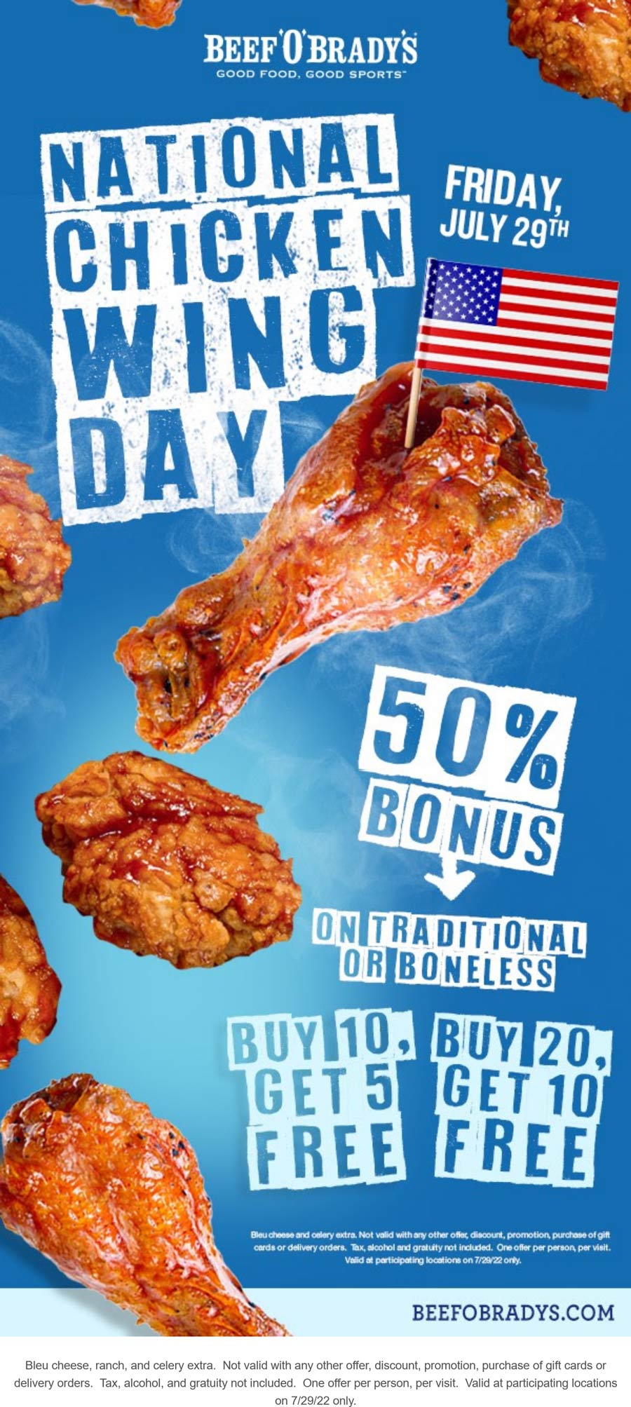 Beef OBradys restaurants Coupon  Extra 50% more wings free Friday at Beef OBradys restaurants #beefobradys 
