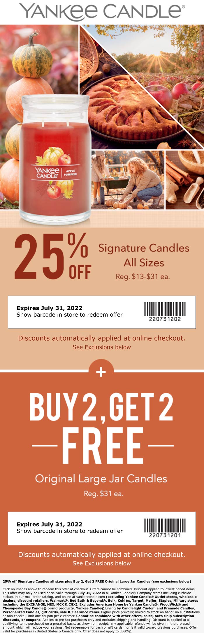 Yankee Candle stores Coupon  4-for-2 & 25% off at Yankee Candle, ditto online #yankeecandle 